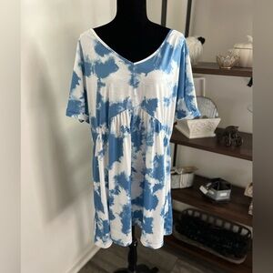Tie dye babydoll dress - blue/white! Only worn once! Cute with sandals or boots!